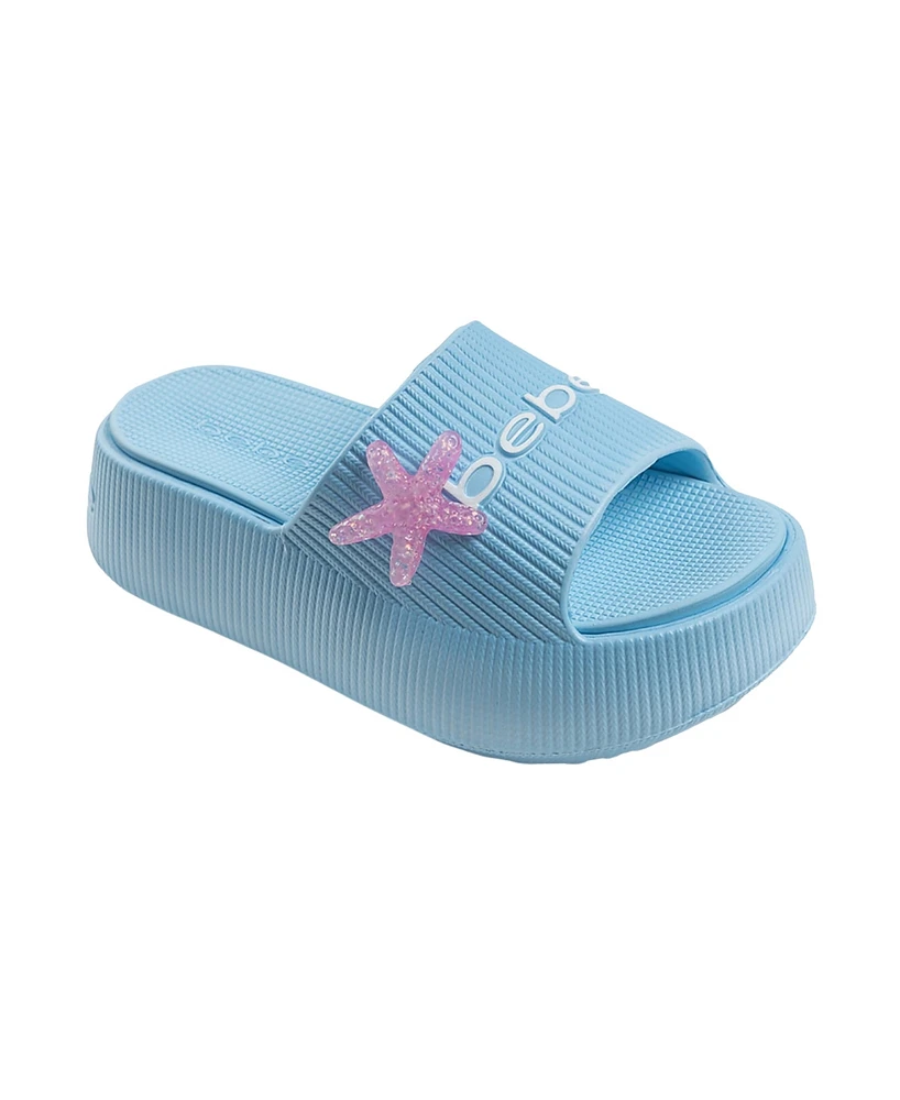 Bebe Little and Big Girls Stylish Comfortable Summer Platform with Starfish Charm Slides