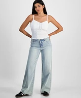 Just Polly Junior's Textured-Knit Lace-Trim Cami Top