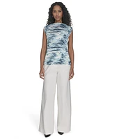 Calvin Klein Women's Printed Mesh Sleeveless Blouse
