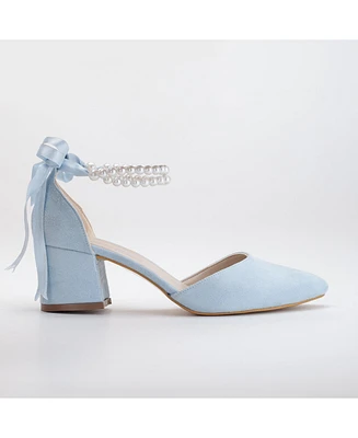 Miranda Low Block Heels with Pearls