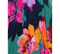 Xscape Women's Pleated Floral Chiffon Scarf Dress