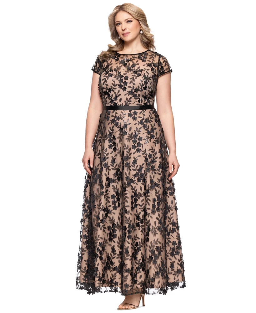 Xscape Plus Embellished 3D Flower Ball Gown