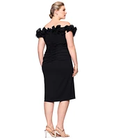 Xscape Plus Short-Sleeve Sweetheart-Neck Scuba-Crepe Bodycon Dress