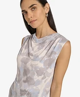 Calvin Klein Petite Draped-Neck Sleeveless Top