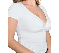 Guess Women's Charlotte Knot-Bust Ruched Top