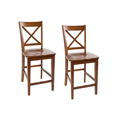 Simplicity Solid Wood Classic X-Back Counter Stool (Set of 2)