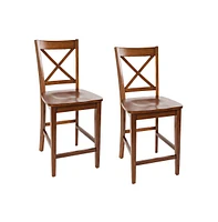 Simplicity Solid Wood Classic X-Back Counter Stool (Set of 2)