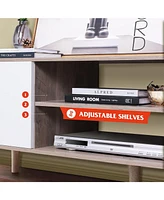 Wlive Tv Stand for 55 60 inch Boho Entertainment Center with Storage Cabinets Console Living Room Decor