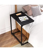 Wlive Side Table, C Shaped Wide End Table for Couch Sofa and Bed, Laptop Table, Tv Tray, 26 Inch Tall, Black