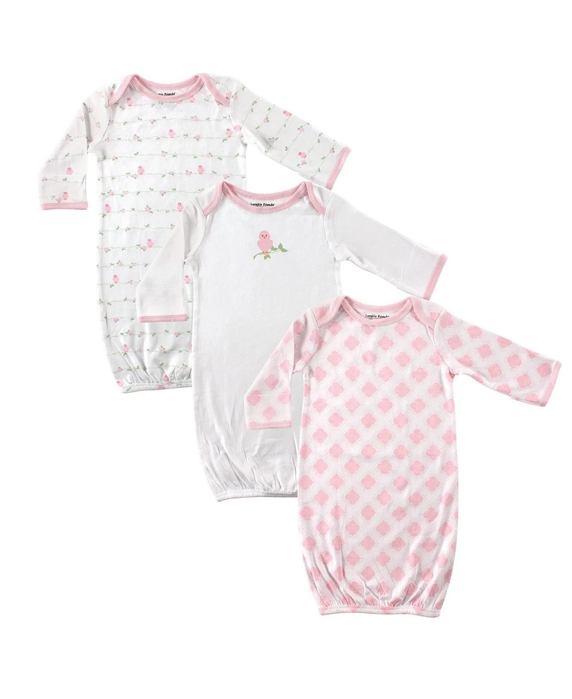 Luvable Friends Baby Girls Cotton Gowns, Bird, Preemie/Newborn
