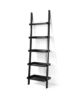 5-Tier Wall-leaning Ladder Shelf Display Rack for Plants and Books