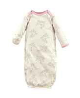 Touched by Nature Baby Girls Organic Cotton Long-Sleeve Gowns 3pk, Bird, 0-6 Months