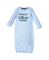 Hudson Baby Baby Boys Hudson Cotton Gowns, Sailor Whale, Preemie-Newborn