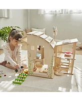 Green Dollhouse W/ Furniture