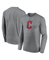 Nike Men's Heather Gray Cleveland Guardians Logo Legend Long Sleeve T-Shirt