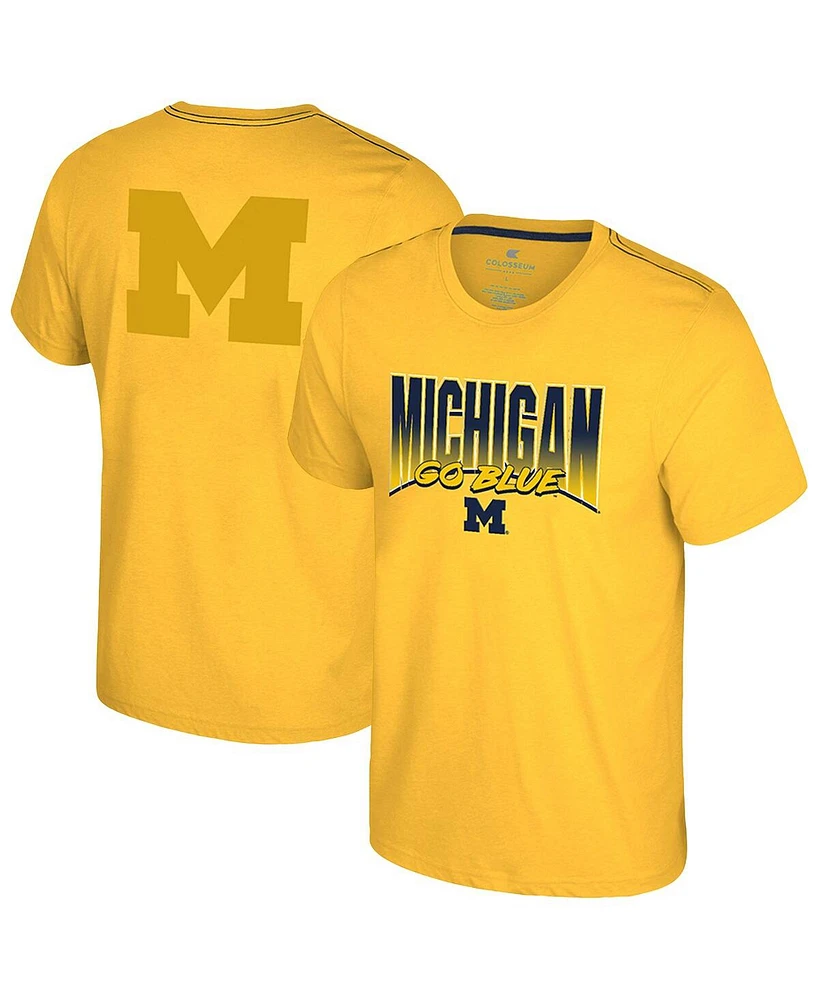 Colosseum Men's Maize Michigan Wolverines Dual Logo T-Shirt