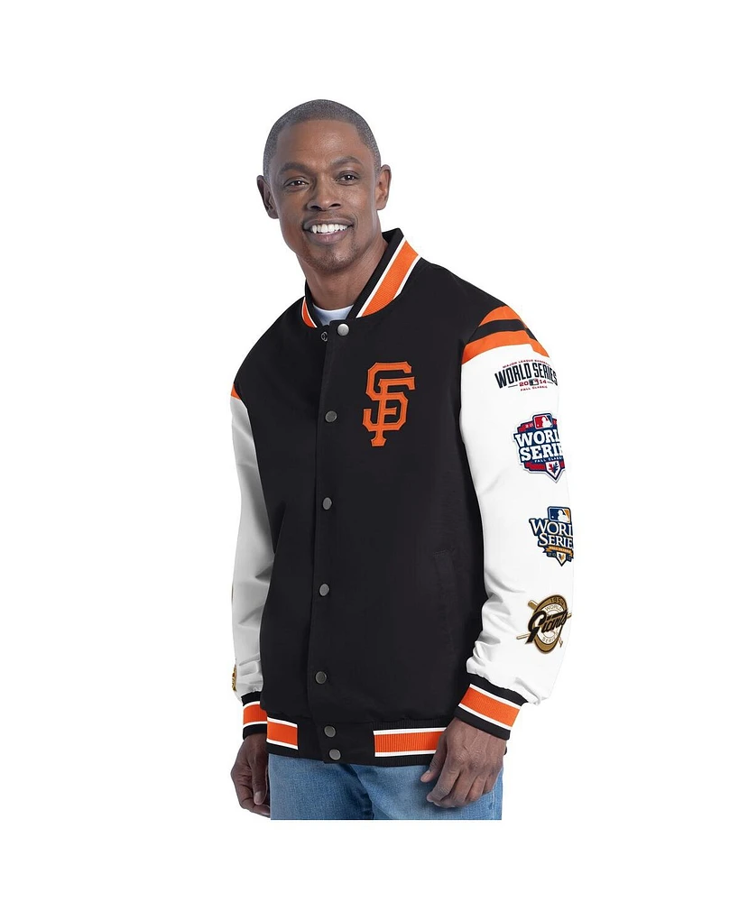 G-iii Sports by Carl Banks Men's Orange/White San Francisco Giants Recruit Commemorative Full-Snap Varsity Jacket