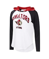 G-iii 4Her by Carl Banks Women's White Ottawa Senators Vip Raglan Long Sleeve Hoodie T-Shirt