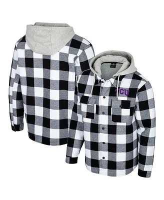 Colosseum Men's Black/White Tcu Horned Frogs Buffalo Plaid Full-Zip Jacket