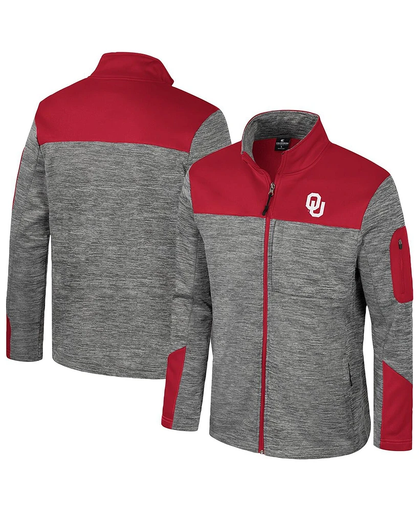 Colosseum Men's Gray/Crimson Oklahoma Sooners Guard Full-Zip Jacket
