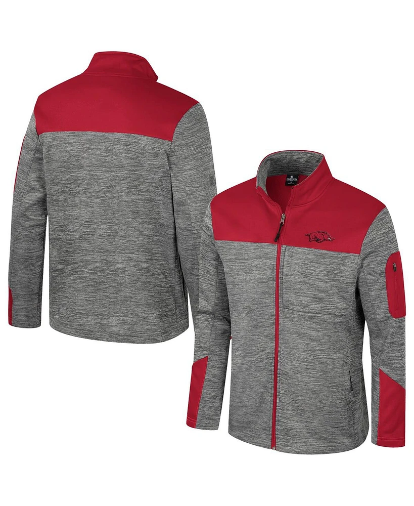 Colosseum Men's Gray/Cardinal Arkansas Razorbacks Guard Full-Zip Jacket