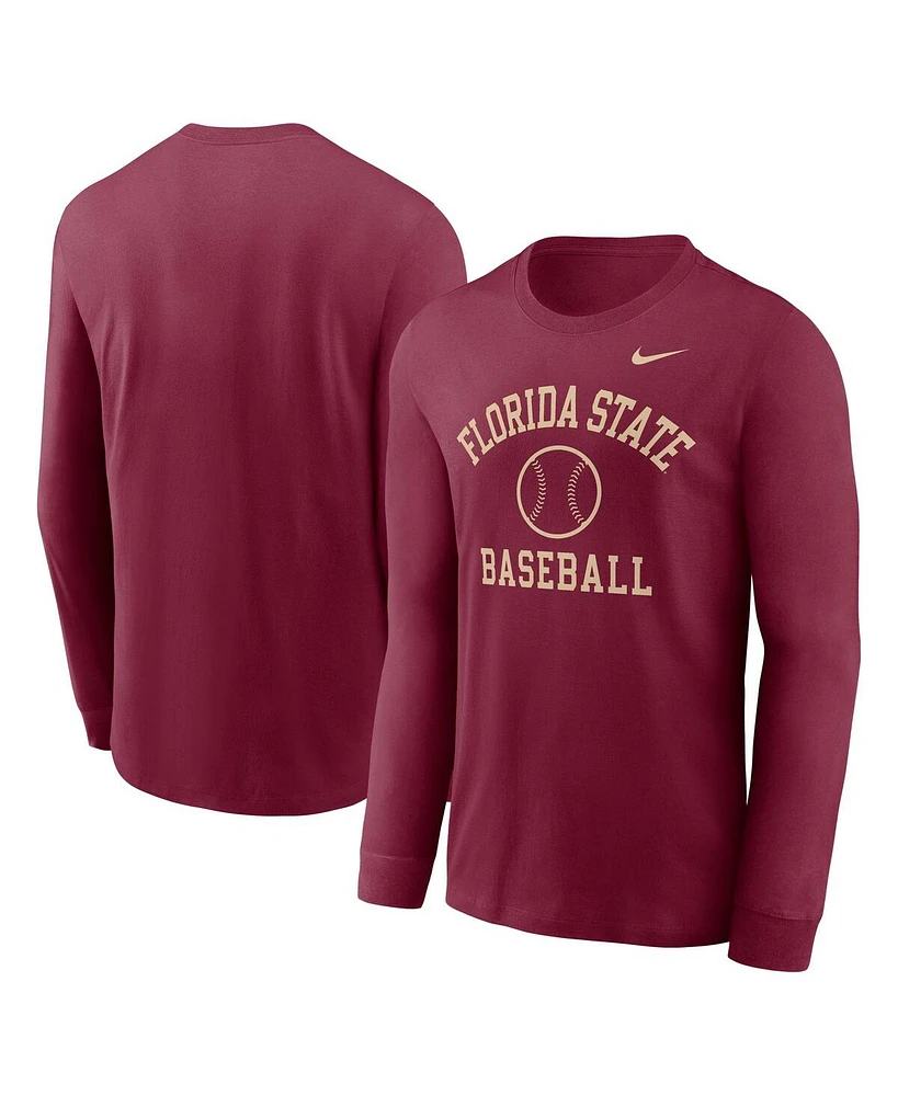 Nike Men's Garnet Florida State Seminoles Essential Baseball Arch Long Sleeve T-Shirt