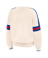 Wear by Erin Andrews Women's Cream Philadelphia 76ers Stripe Pullover Sweater