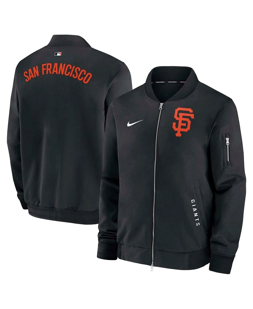Nike Men's Black San Francisco Giants Authentic Collection Dugout Full-Zip Bomber Jacket