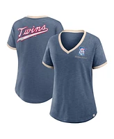 Fanatics Women's Navy Minnesota Twins Binge Worthy Stadium Slub V-Neck T-Shirt