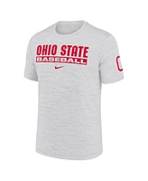 Nike Men's Ash Ohio State Buckeyes Velocity Baseball Wordmark Stack Performance T-Shirt