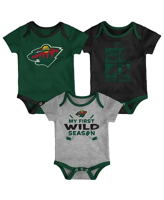 Outerstuff Baby Boys and Girls 3-Piece Minnesota Wild Legend Bodysuit Set