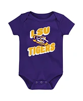 Outerstuff Newborn Purple Lsu Tigers Sunday Comics Bodysuit 3-Pack