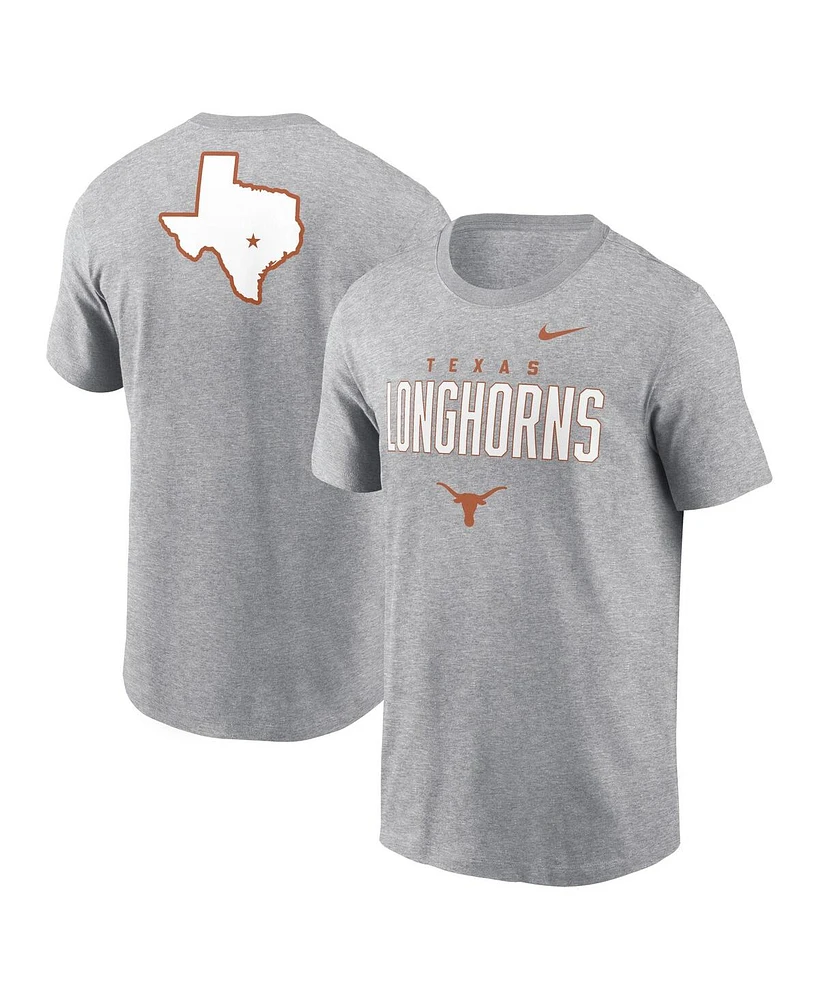 Nike Men's Heather Gray Texas Longhorns Campus 2-Hit Primary Mascot T-Shirt