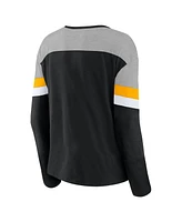 Fanatics Women's Black Pittsburgh Steelers Chevron Long Sleeve Fashion Top