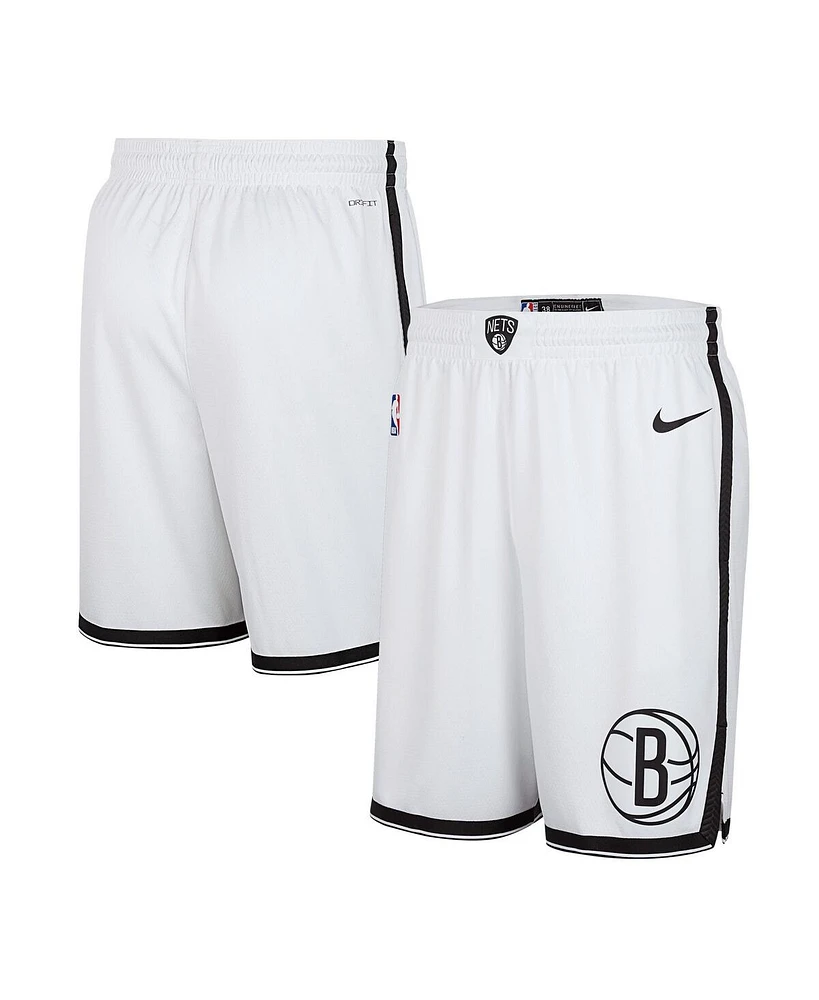 Nike Men's White Brooklyn Nets 2024/25 Association Edition Swingman Shorts