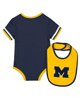 Colosseum Baby Boys and Girls 2-Piece Navy Michigan Wolverines Bodysuit Bib Set