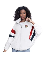 G-iii Sports by Carl Banks Women's White Florida Panthers Game News Oversized Full-Zip Hoodie Jacket