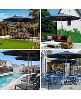 Yescom 13FT Large Outdoor Patio Umbrella UV30+ Wood 8 Rib Pole for Table Beach Yard Garden Wedding Deck Cafe Pool Navy
