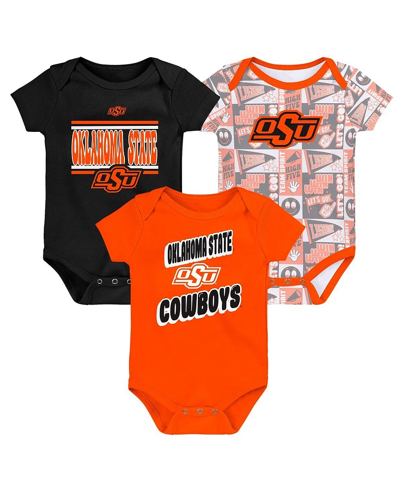 Outerstuff Newborn Orange Oklahoma State Cowboys Sunday Comics Bodysuit 3-Pack