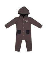 Colosseum Baby Boys and Girls Charcoal Purdue Boilermakers Zando-Zan Waffle Full-Snap Hooded Romper