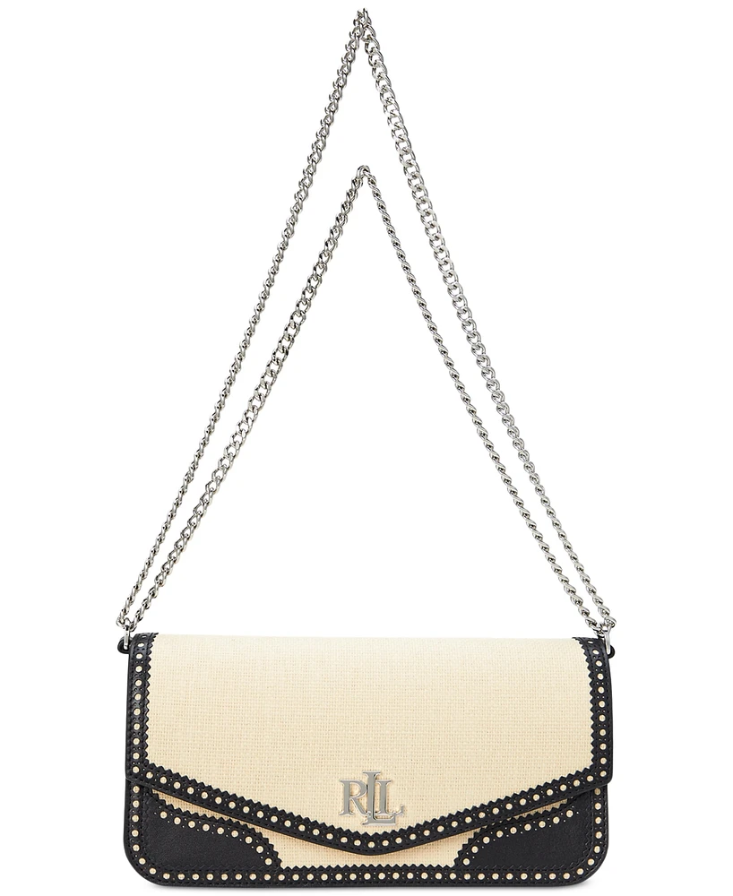 Lauren Ralph Lauren Straw & Leather Sawyer Bag
