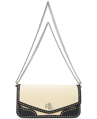 Lauren Ralph Lauren Straw & Leather Sawyer Bag