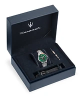 Maserati Men's Chronograph Stainless Steel and Black Leather Interchangeable Watch Set, 42mm