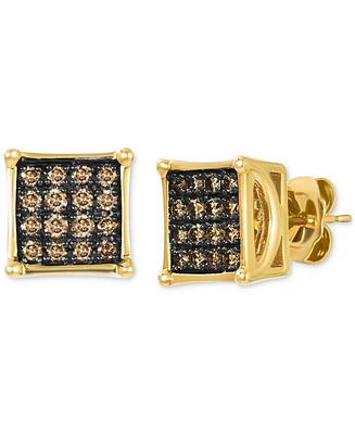 Le Vian Chocolatier Men's Chocolate Diamond Square Cluster Stud Earrings (1/2 ct. t.w.) in 14k Gold