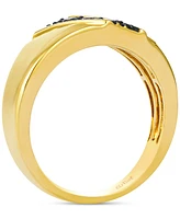 Le Vian Chocolatier Men's Chocolate Diamond Three Stone Diagonal Band (1/5 ct. t.w.) in 14k Gold