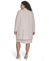 Calvin Klein Plus Tweed Open-Front Long-Sleeve Topper
