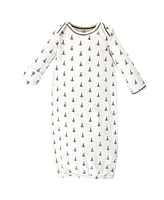 Touched by Nature Baby Boys Unisex Organic Cotton Gowns, Prints Foxes, Preemie/Newborn