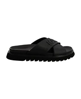 Karl Lagerfeld Paris Men's Tumbled Leather Criss Cross Sandal