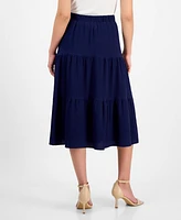 Ak Anne Klein Women's Pull-On Tiered Midi Skirt