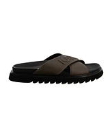 Karl Lagerfeld Paris Men's Tumbled Leather Criss Cross Sandal